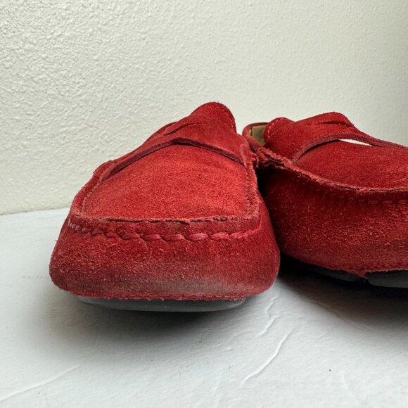 Giorgio Armani Driving Shoes Red Suede Size 8.5
